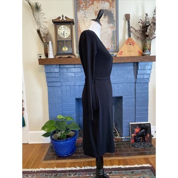 BODEN 6L Black Long Sleeve Ribbed Jersey Wrap Dress S LBD Classic Preppy Modal - Picture 5 of 16